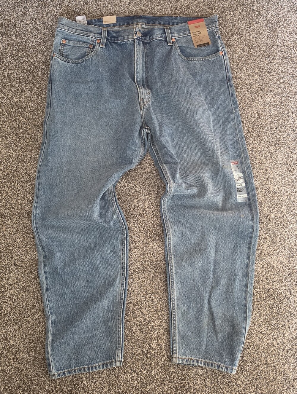NWT Levis Mens 550 '92 Cotton Relaxed Taper Blue Demin Jeans